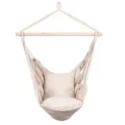 ITOPFOX Hanging Rope Hammock 39 in. 1-Person Natural Sling Patio Swing with and