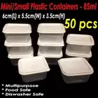 50pcs 85ml Plastic Square Storage Container WHITE Lid small 6x5.5x3.5cm Box Case