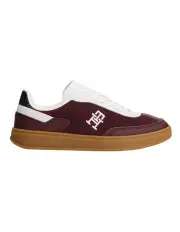 [Tommy Hilfiger] Monogram Colour-Blocked Trainers Shoes in Burgundy