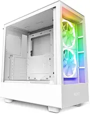 NZXT H5 Elite - CC-H51EW-01 - ATX Mid Tower PC Gaming Case - Front I/O USB Type-C Port - Quick-Release Tempered Glass Side Panel - White