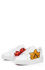 Christian Louboutin x Shun Sudo Adolon Junior Button Flower Low Top Sneaker in White/Multi at Nordstrom, Size 9Us