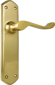 21351 Door Lever Windsor Latch Pair Unlacquered Polished Brass H200xP6