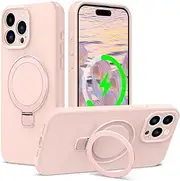 RUNGOS for iPhone 13 Pro Max Case Magsafe, with Stand & Ring Holder [Natural Liquid Silicone][Strong Magnetic] [Military-grade Shockproof] Soft Microfiber Lining Cover for iPhone 13 Pro Max Phone Case