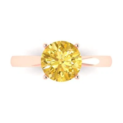 2Ct Round Cut Yellow Gold Solitaire Designer Promise Statement Anniversary Ring