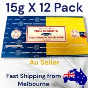 SATYA Nag - Californian White Sage 12 x 15g Packs Incense (Full Box) Hand Rolled