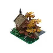 C7378 Modular Building: Hut Cabin Model with Interior and Tree 1371 Pieces