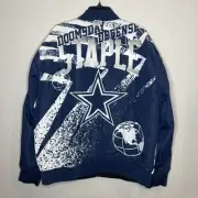 NFL Staple Dallas Cowboys XL Navy/Black Full Zip Reversible Logo Nylon Jacket