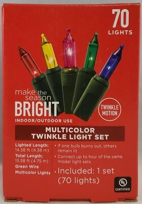 Make The Season Bright Multicolor Twinkle Light Set 70 Lights