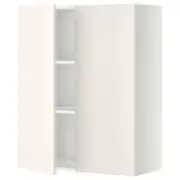 METOD wall cabinet with shelves/2 doors, white/Veddinge white, 80x37x100 cm