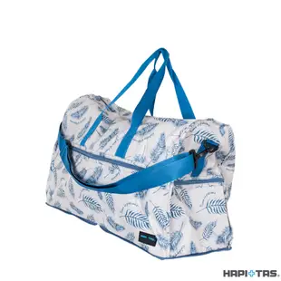 日本HAPI+TAS 大摺疊旅行袋 米色藍樹葉