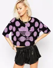 Adidas Pharrell Williams Dear Baes Women's T Shirt Ladies Purple Dot Top AI0802