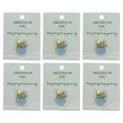 6x Urban Flower Plant Pot Memento Pin Blue 2cm Display Decorative Keepsake
