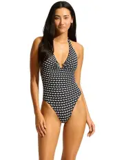 [Seafolly] Mala Ring Front Halter One Piece in Black