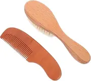 BIUDECO 1Set Hair Brush and Comb Wooden Comb and Wool Brush for Newborn Hair Care Lightweight and Portable for Gentle Scalp Massage and Shampoo Use