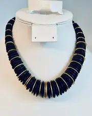 Vintage Anne Klein Couture Princess Necklace Gold & Black Tone Never Worn