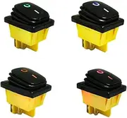 SKXMOD 30A/250V 16A/250V Heavy Duty 4 pin t85 Sealed Waterproof ON Off Rocker Switch with led 12V 24V 110V 220V 380V Black Painting(White,110V)