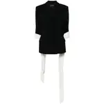 [Nafsika Skourti] Nafsika Skourti Ruffle-detail Double-breasted Blazer 6 UK BLACK