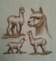 Alpaca sketch (brown) 9.5" quilt block