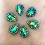 40pcs Teardrop Gem Ab Resin Flatback Rhinestone Scrapbooking Ornament Appliques