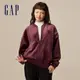 Gap 女裝 Logo圓領棒球外套-酒紅色(756406)