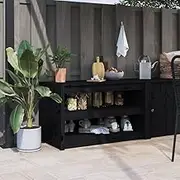 Outdoor Kitchen Cabinet Black Solid Pine Wood 106x55x64 cm, Modular Design, Ample Storage, Patio Dining Essential