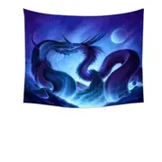 Fantasy Art Moon Night Dragon Fight Tapestry
