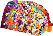 [WOSHJIUK] Working Hat 2 Pack Scrub Caps for Women,Humming Bird Graffiti Watercolor,Tie Back Cap Adjustable Scrub Hat