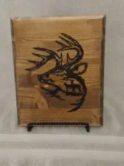 solar pyrography wood burning deer buck doe wildlife outdoors decor