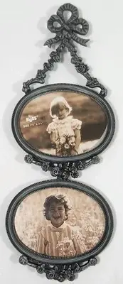 Vintage Russ Pewter Bow And Tassel Picture Ornate Frames