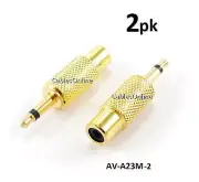 2-PACK RCA Female to 3.5mm Mono Male Plug Gold-Plated Audio Adapter, AV-A23M-2