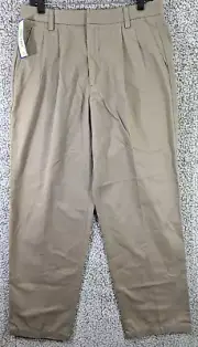 Dockers Pants Men's 32x32 True Chino Pleated Relaxed Fit Beige