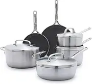 GreenPan GP5 Stainless Steel 5-Ply Healthy Ceramic Nonstick 13 Piece Cookware Pots & Pans Set, Scratch Resistant, Induction, Dishwasher & Oven Safe, PFAS-Free