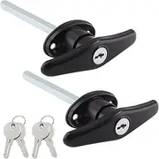 Truck Cap Locking T-Handle 2 Pack - Camper Topper and Shell Lock With Keys, Black Canopy Replacement, Garage Blind Mount T-Handle Leer Lock