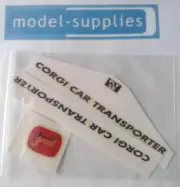 Corgi 1101 Carrimore car transporter repro decal set. Blue text for yellow model