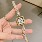 蒂米妮韓版女士手錶貝殼面鑲鑽手鍊女表滿鑽氣質時尚方形手錶女
