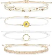 [Harry and Henry] String Surfer Bracelet for Girls Boho Bracelets for Women Adjustable Friendship Bracelets Handmade Braided Rope Bracelets Anklets for Summer