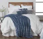 Southern Living Simplicity SUTTON New $289 King Coverlet Bed Cover Blue White Mu