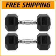 Premium 20lb Rubber Encased Dumbbells - Sturdy Hand Weights for Home Fitness