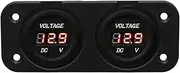 12V / 24V Universal Dual Volt Meter Battery Monitor Voltage Gauge with Panel LED red
