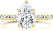 [Bo.Dream] 2ct/3ct Pear Shaped Cubic Zirconia CZ Engagement Rings Platinum Plated Sterling Silver