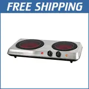 Stylish Portable Electric Hot Plate with Adjustable Temperature Control - Silver