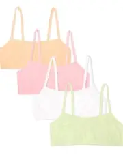 Girls' Big Cotton Spaghetti Strap Sport Bra Lentil/Mango/Pink/White