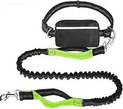 Upliftjoys Dog Leash, Upliftjoys Hands Free Dog Leash with Zipper Pouch, Dual Padded Handles Running Leashs, Retractable Bungee Waist Dog Leashs for Walking,Green