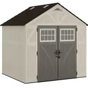 Suncast Tremont Resin Storage Shed Outdoor Garden Store Cabin 8x7FT Vanilla