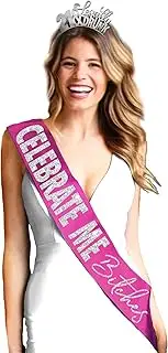 [RhinestoneSash] 21st Birthday Sash and Crown - PREMIUM GRADE SATIN Sash - 21 and Legally Drunk Gifts