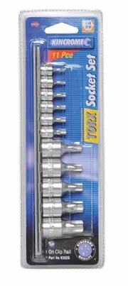 Kincrome K5025 - TORX Socket Set on Rail 11 Piece 1/4" & 3/8" Drive On Clip Rail