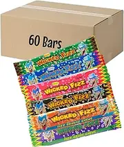 Wicked Fizz Assorted Flavours 60 Bars Bulk Pack - Individually Wrapped - Cola Grape Berry Watermelon Blue Raspberry Orange - Value Pack