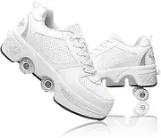 Roller Skates, Roller Skate Shoes for Boys Girls, Wheeled Shoes, Roller Shoes, Outdoor Retractable 4 Wheels Skateboard Sneakers, Shoes with Wheels for Men and Women