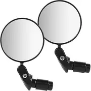2PCS Bike Mirrors, Safe Rearview Mirror Bicycle Cycling Rear View Mirrors Adjustable Rotatable Handlebar Mounted Convex Glass Mirror
