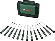 Bosch Precision Screwdriver Set 13-Piece (Extra-Hard S2 Steel Screwdrivers for DIY, Modelling and Handycraft; Precise and Magnetic Tip; PH/TX/HEX/SL; Colour-Coded Size; Softgrip)